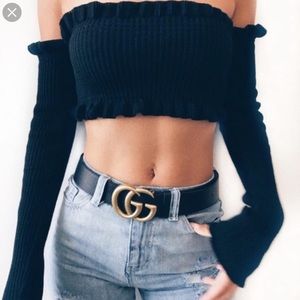 Ribbed Off Shoulder Crop Top